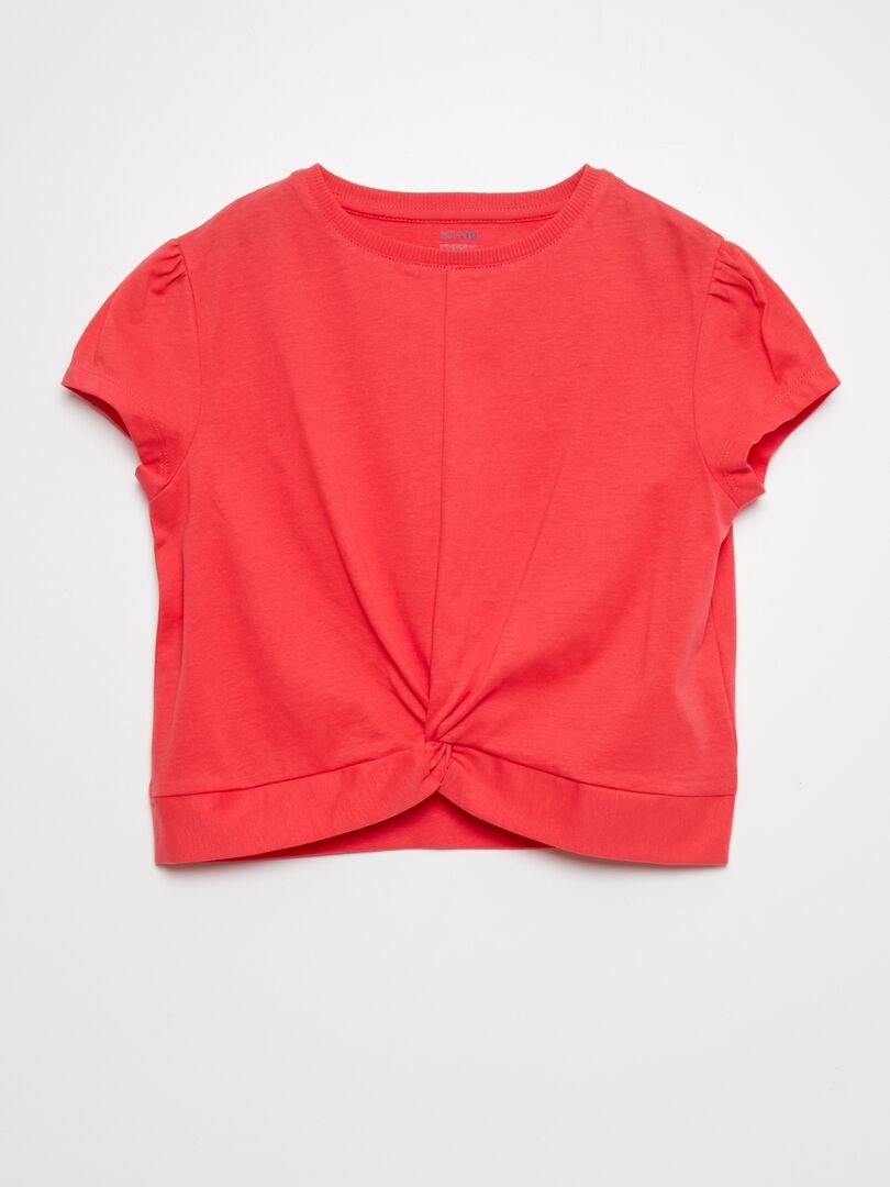Camiseta con nudo frontal - ROSA