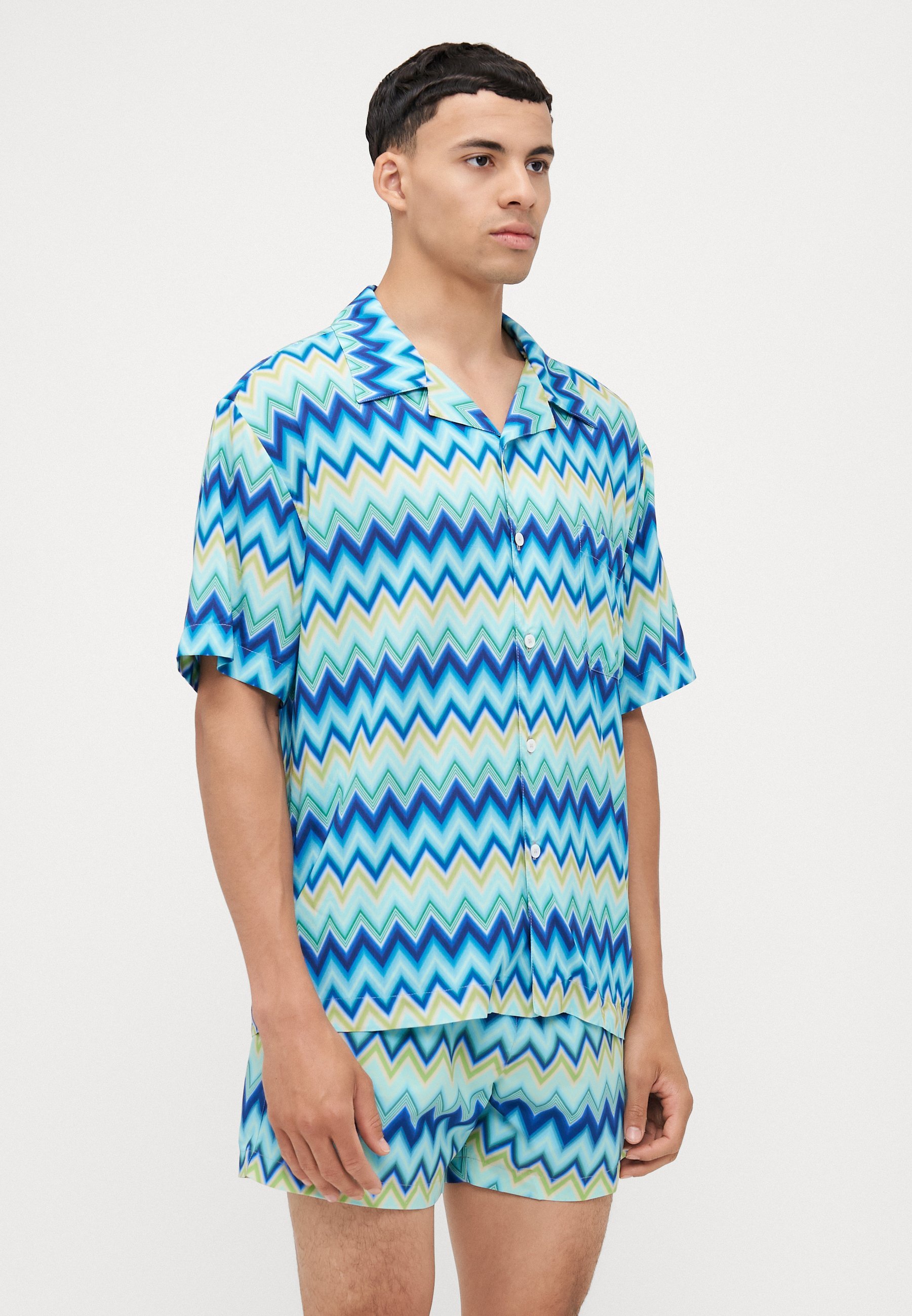 Koszula z krótkim rękawem Missoni - Dodatek plażowy - niebieski/zielony