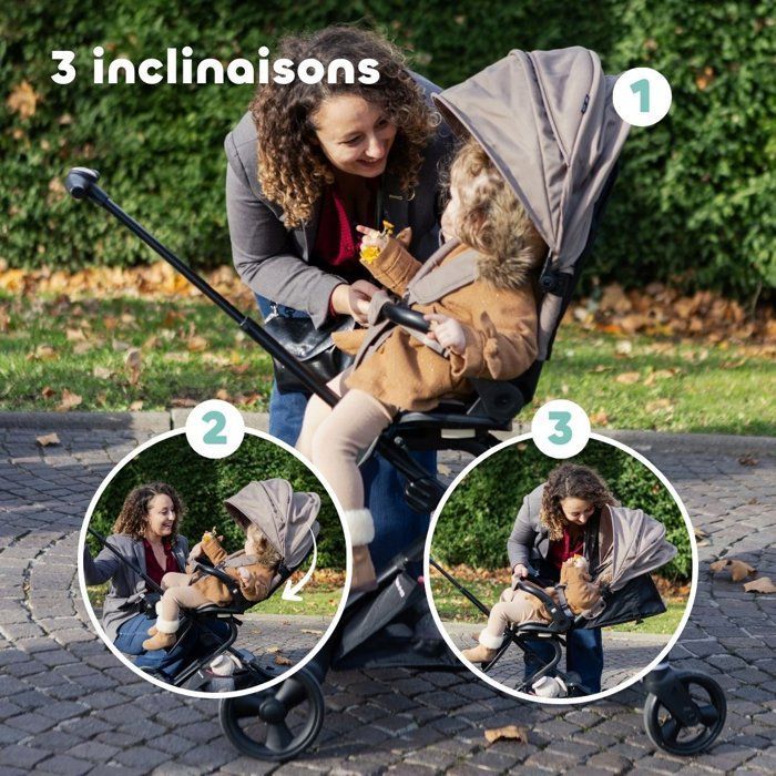 BEABA - Poussette - Baby Cruiser 360° - 4 roues - Pralin