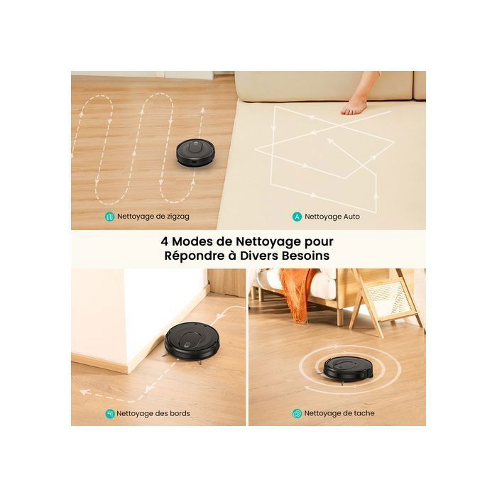 Vactidy Cleanova W7 - Robot aspirapolvere e lavapavimenti 3 in 1 da 4000 Pa - Autonomia di 120 minuti - Compatibile con Alexa/App/IFTTT - Ultra silenzioso a 55 dB