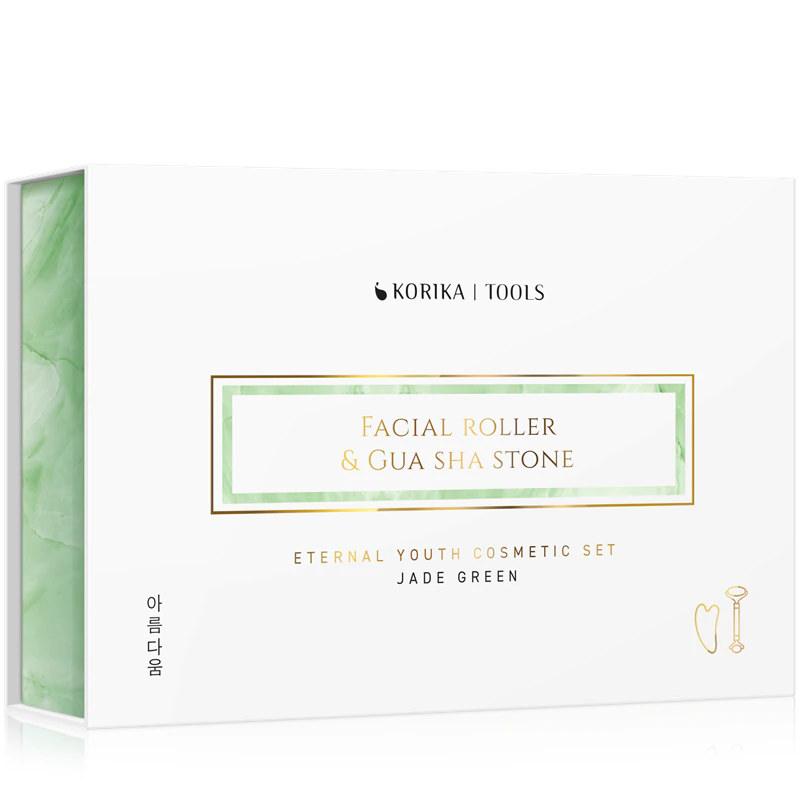 KORIKA Tools Gesichtsroller & Gua Sha Jadegrün