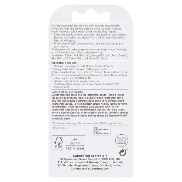 Superdrug Pro Care interdentalbørster grønne 0,8 mm x 6