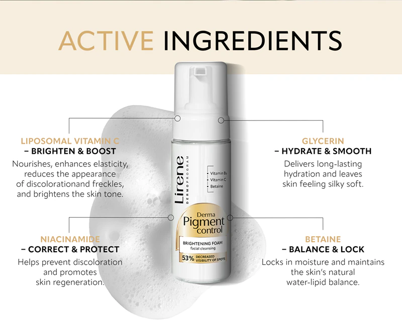 Lirene Derma Pigment Control Brightening Foam rozjasňujúca čistiaca pena pre pleť so zafarbením