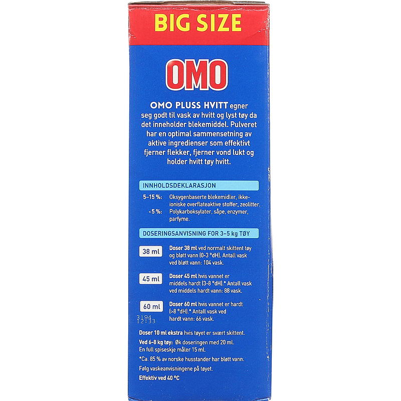 Omo Omo Plus Blanc 3,7 kg