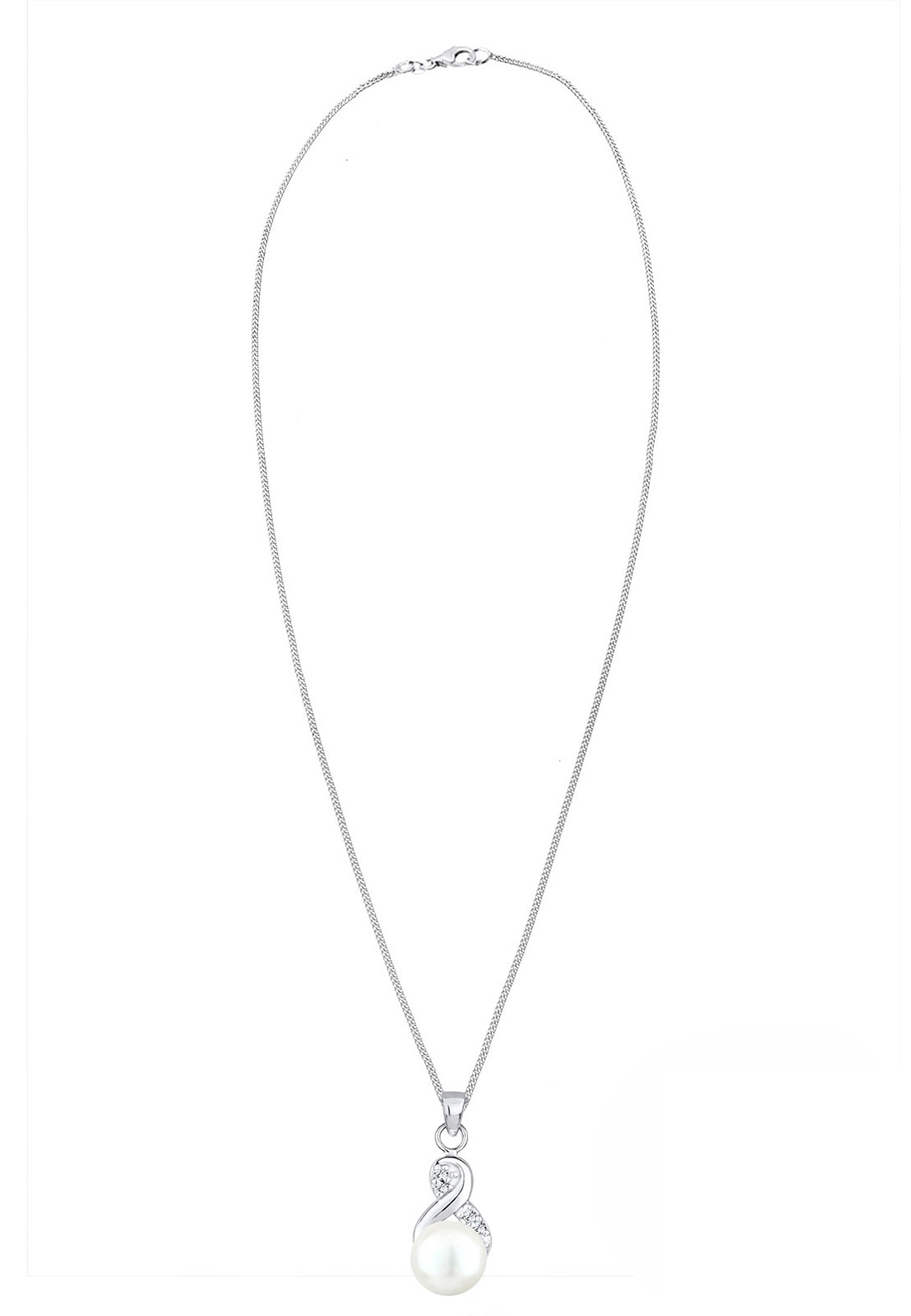 Elli Femmes Pendentif Infinité Elégant avec Perle de Culture d'Eau Douce et Cristaux en Argent Sterling 925