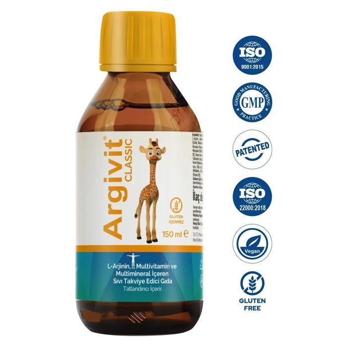 Argivit Classic 150 ml – Xarope de L-Arginina, Multivitaminas e Multiminerais – Sabor Laranja e Baunilha – Suplemento Alimentar