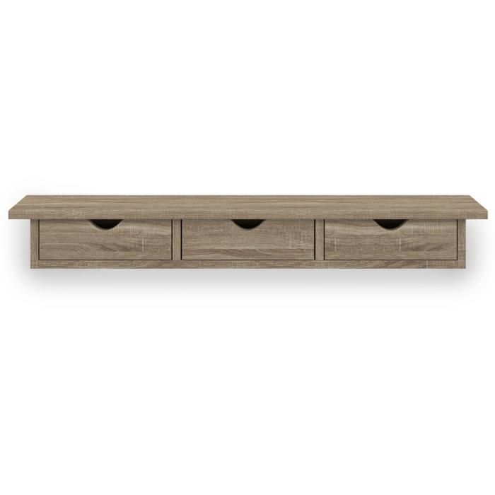 IDMARKET Etagère murale console d'entrée LISE 3 tiroirs façon hêtre
