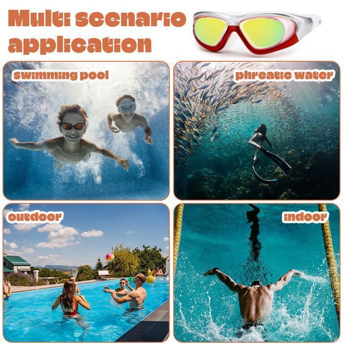 Gafas de natación - EINNENFFER - Talla única - Rojas - Deportivas - Adultos