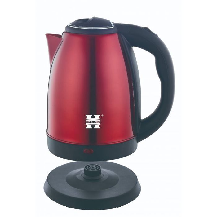 Bollitore elettrico senza fili Herzberg HG5011-RED da 1,8 litri in acciaio inox.