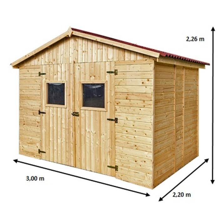 Caseta de jardín HABRITA de paneles y madera maciza - Sin suelo - 16 mm - Superficie exterior 6,60 m2