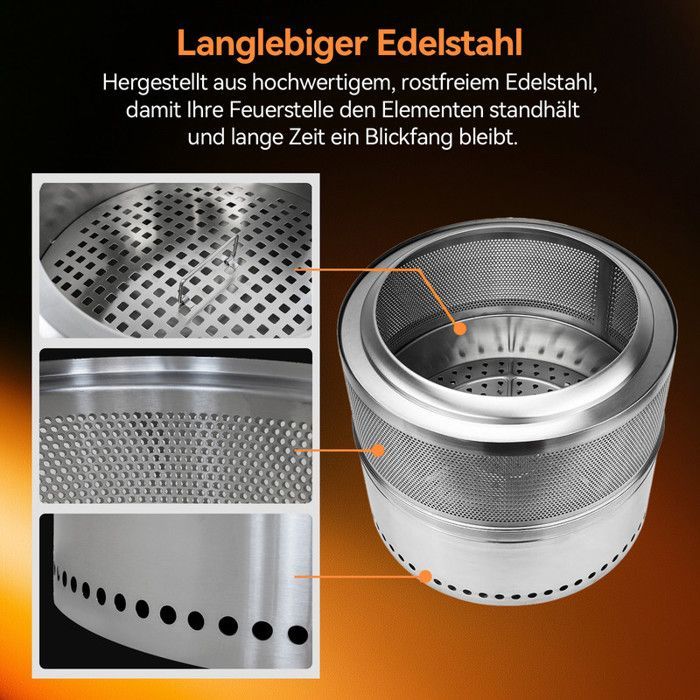 Smokeless fire pit – Wood-burning fire pit – Barbecue fire pit – Portable stainless steel outdoor fire pit
