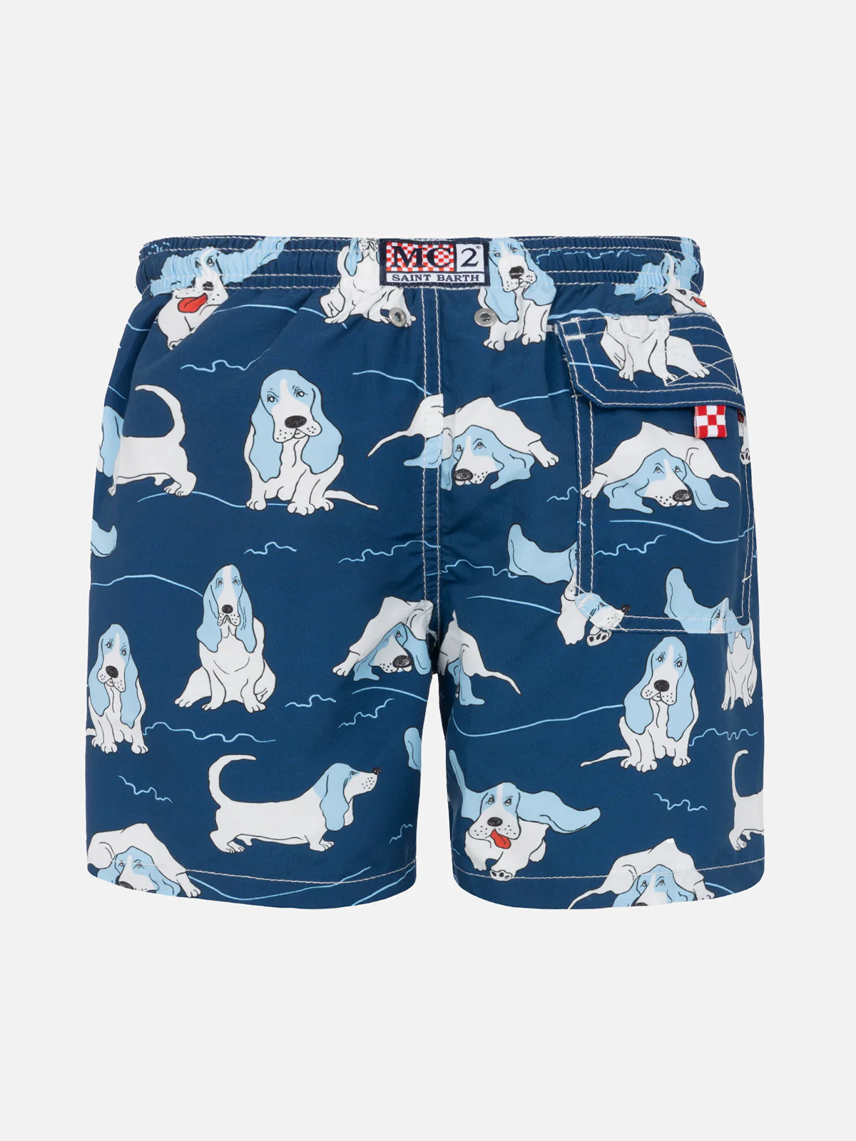 Jungenbadeanzug mit Basset-Hound-Print