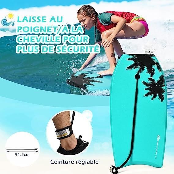 GYMAX 33'' Bodyboard, with Adjustable Ankle Strap, Crescent Tail, Surfboard for Kids and Adults