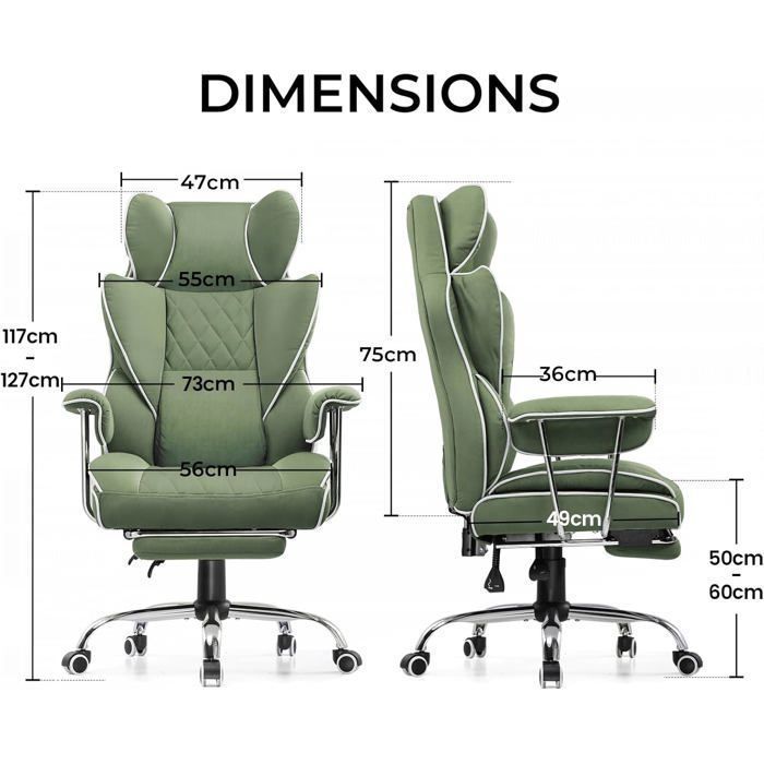 Gaming Chair, Ergonomic Office Chair with Pocket Spring Lumbar Support, Green