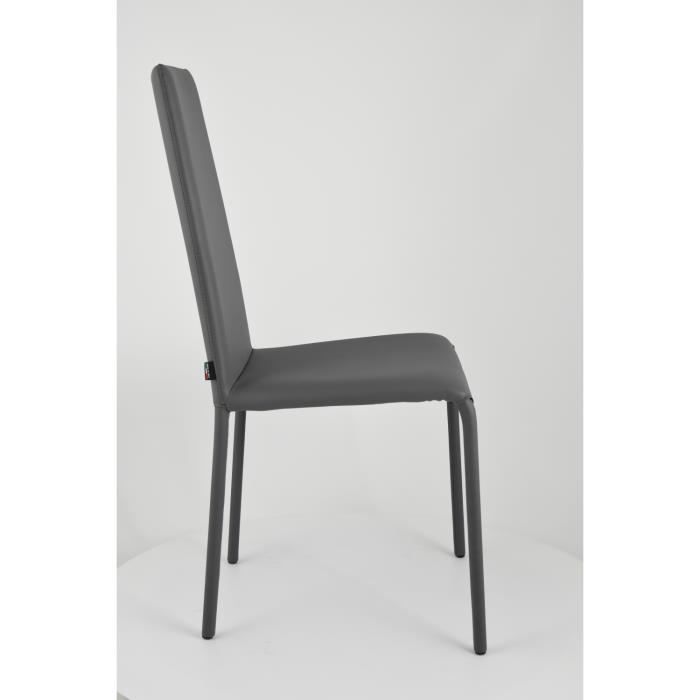 Tommychairs - Chaise cuisine SOPHIE LUX, structure en acier, assise et dossier revêtus en simil cuir gris foncé
