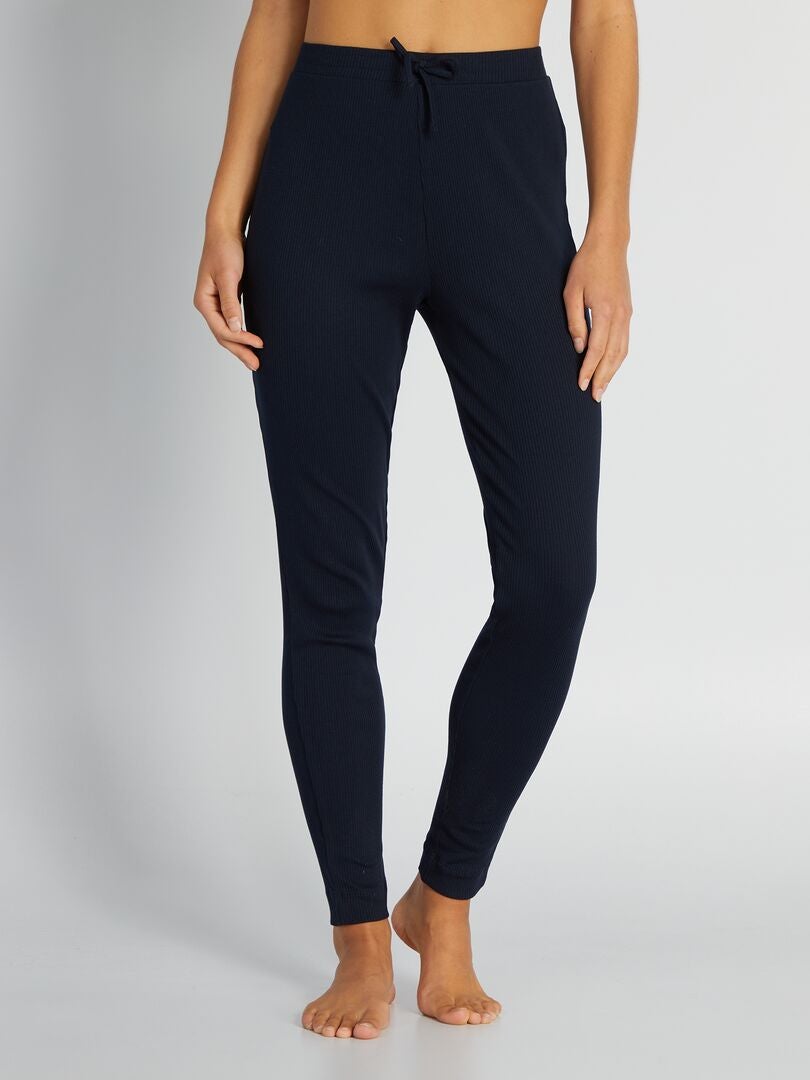 Pantalones de punto acanalado - AZUL
