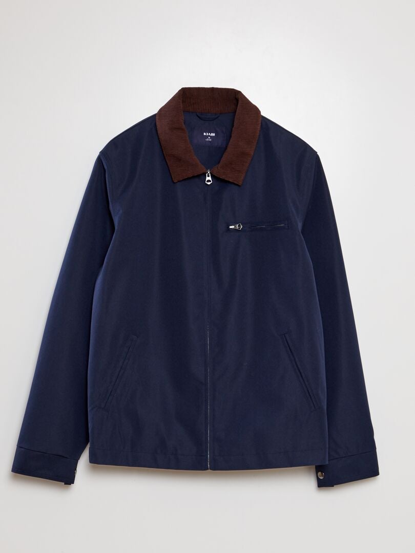 Kort jasje met fluwelen kraag - BLAUW