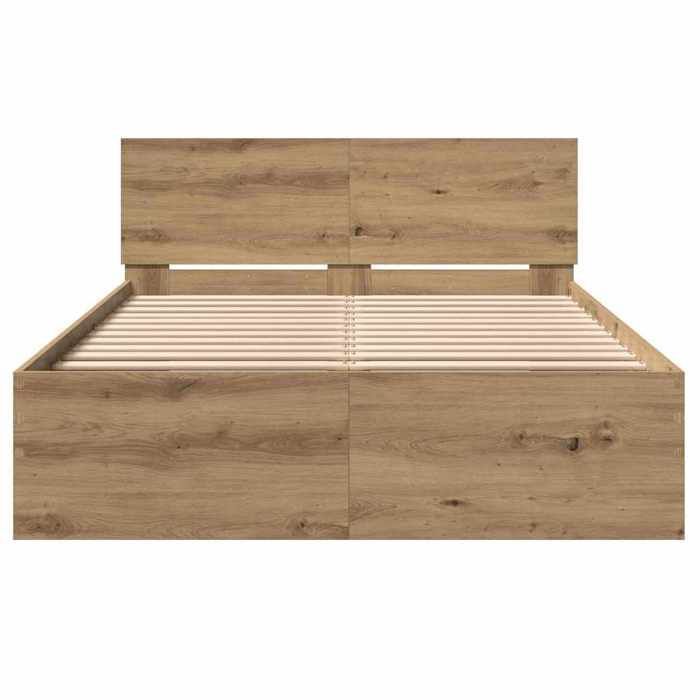 vidaXL Cadre de Lit en Chêne Artisan, 120 x 190 cm, Bois Massif, Tête de Lit Murale, Style Rustique Pour la Chambre 3376061