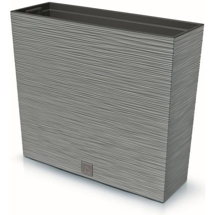 Haut bac à fleurs bac à balcon bac à plantes pot de fleur gris L 58 cm avec insert cache-pot en plastique unique