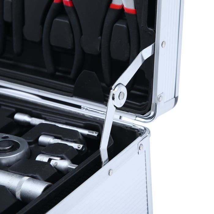 Valigetta portautensili da 999 pezzi con ruote e maniglia telescopica, in alluminio, con funzione trolley e cassetta di sicurezza.