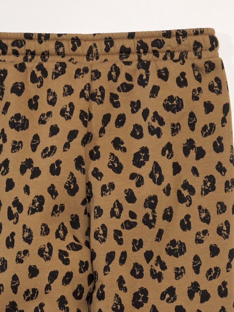 Calça de moletom com estampa de leopardo - MARROM