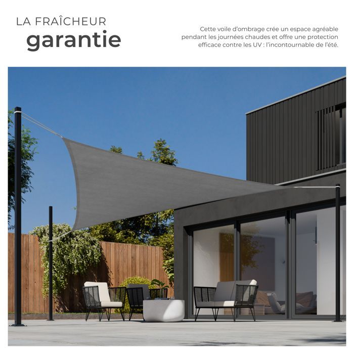 TECTAKE Toldo de sombra - Toldo triangular de polietileno de 5 x 5 x 5 m - Gris