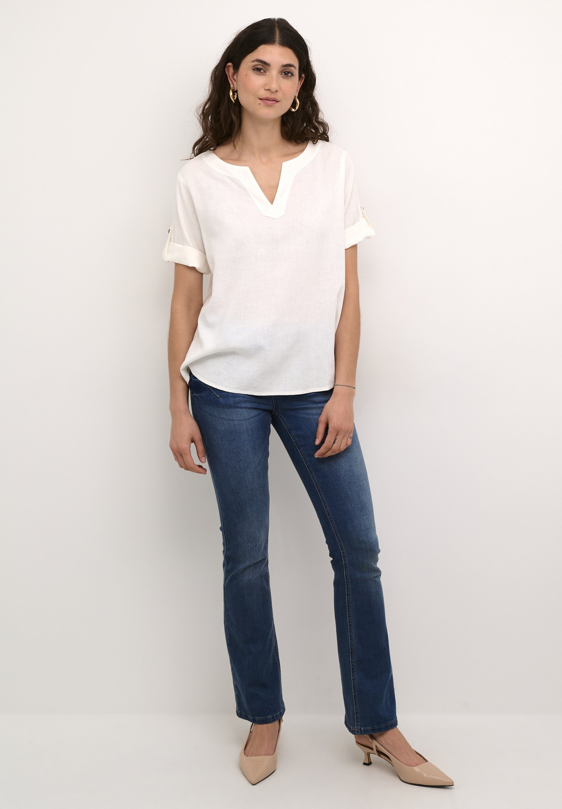 Crème CRVENTA FOLD-UP - Blouse - sneeuwwit