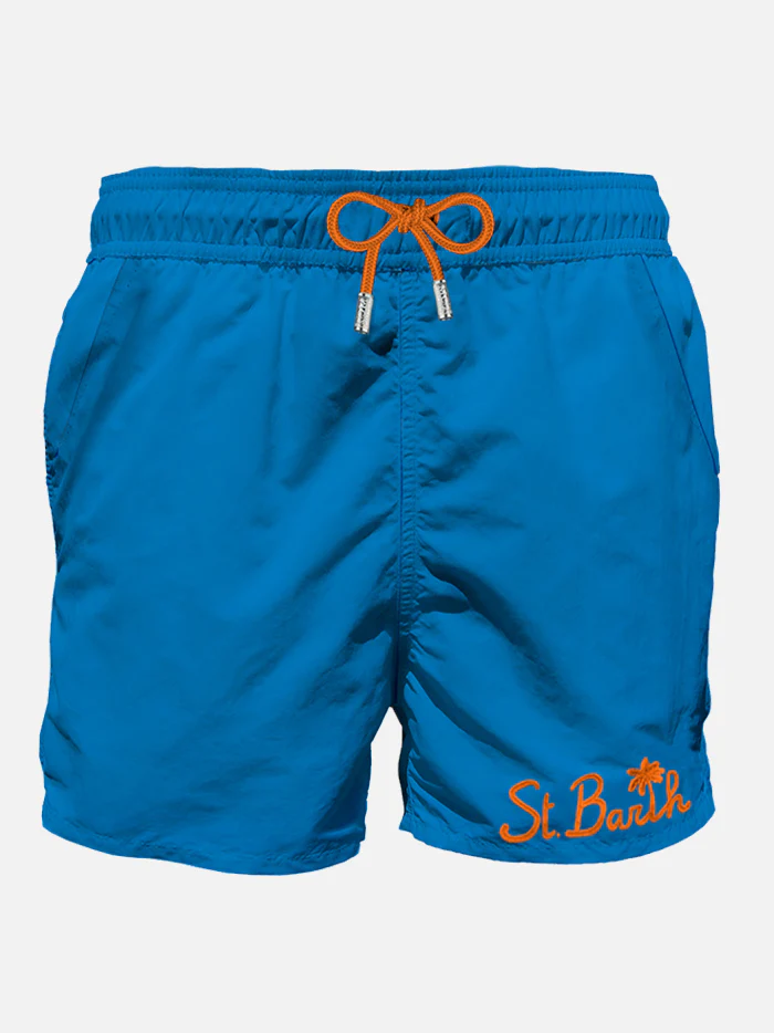 Blauwe zwembroek voor heren met zakje
