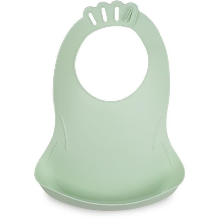 Set di 2 bavaglini - THERMOBABY - BIBOU - Verde celadon e Grigio charm - Regolabili e impermeabili