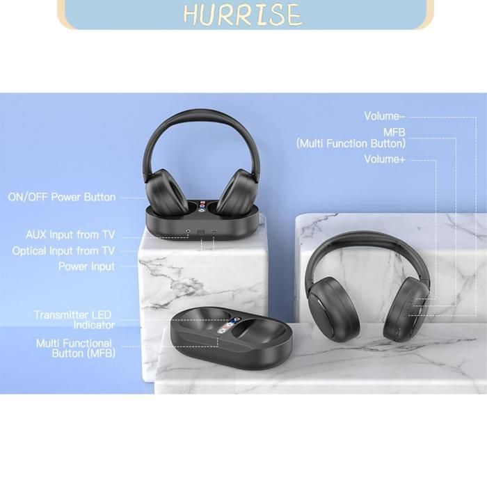 Cuffie TV wireless Tbest, cuffie wireless per guardare la TV, 2.4G 5.3, cuffie TV wireless con lettore video, spina UE