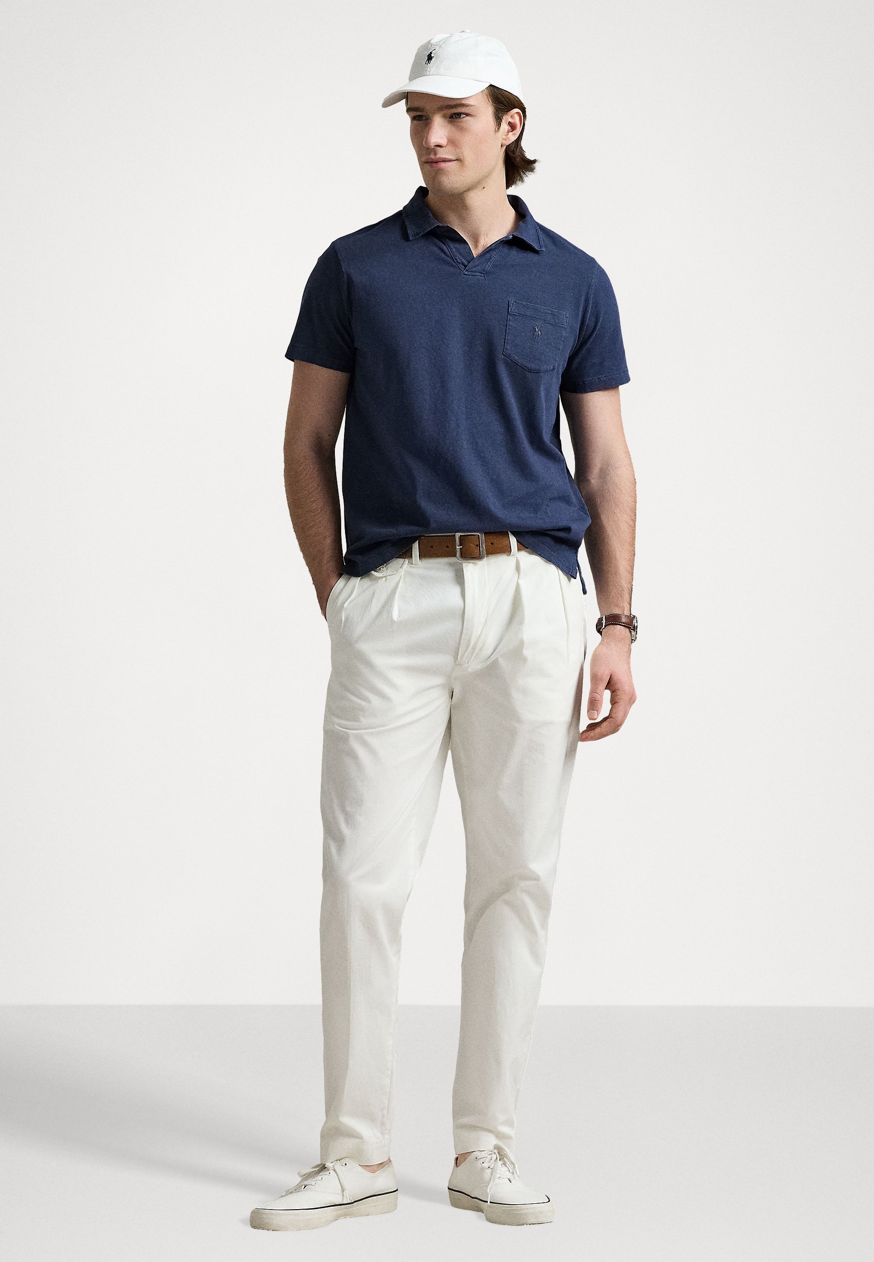 Polo Ralph Lauren, coupe standard, coton et lin - T-shirt imprimé - bleu marine Newport