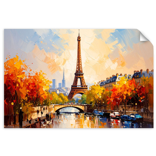 Plakat samoprzylepny do salonu Feeby Panorama Paryża Wieża Eiffla 30x20
