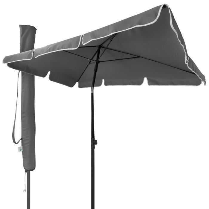 Sombrilla rectangular inclinable VOUNOT® 200x125cm Gris - Altura y ángulos ajustables - Funda protectora