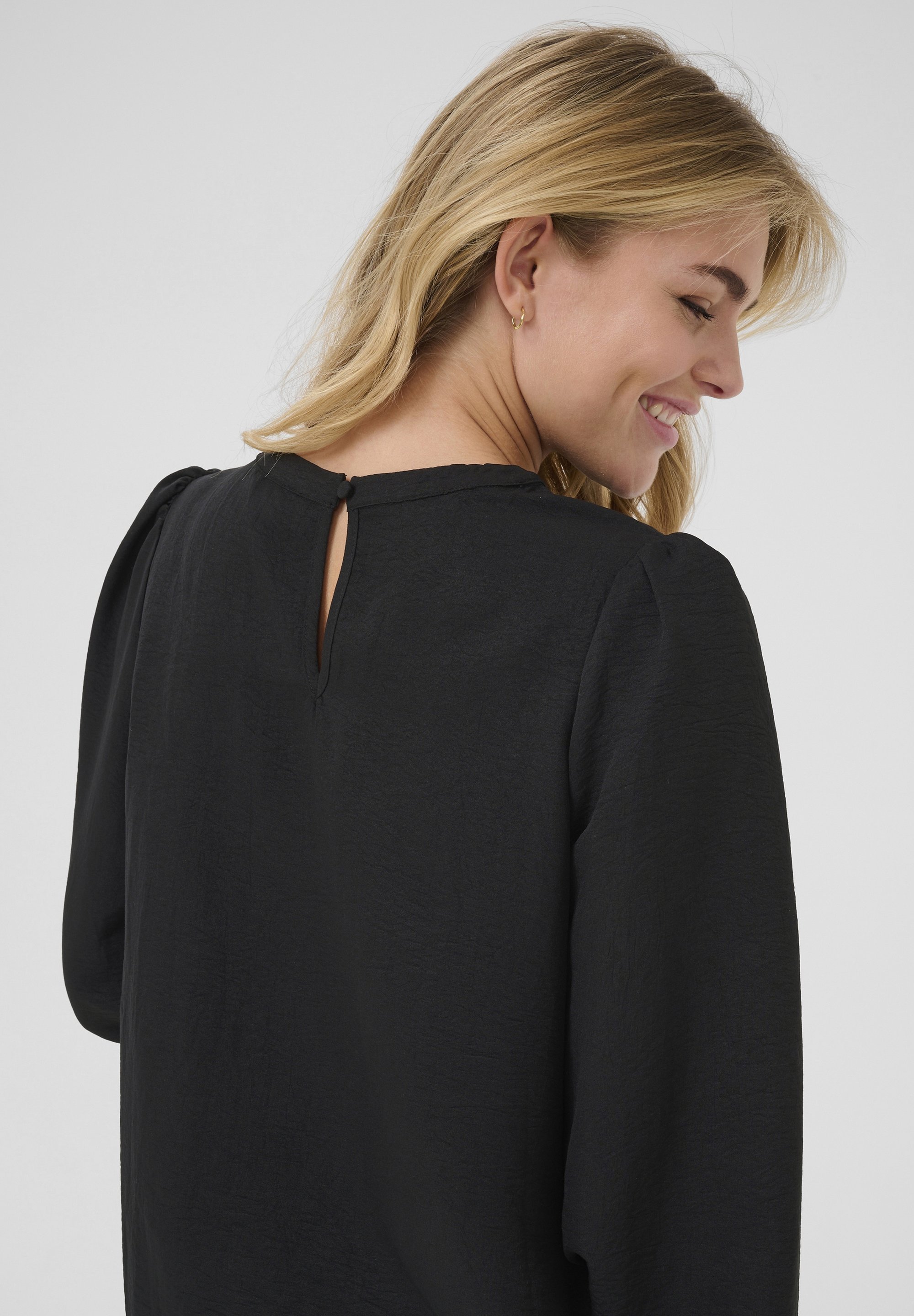 Kaffe KANITA RONDE HALS EFFEN - Blouse - diepzwart cc
