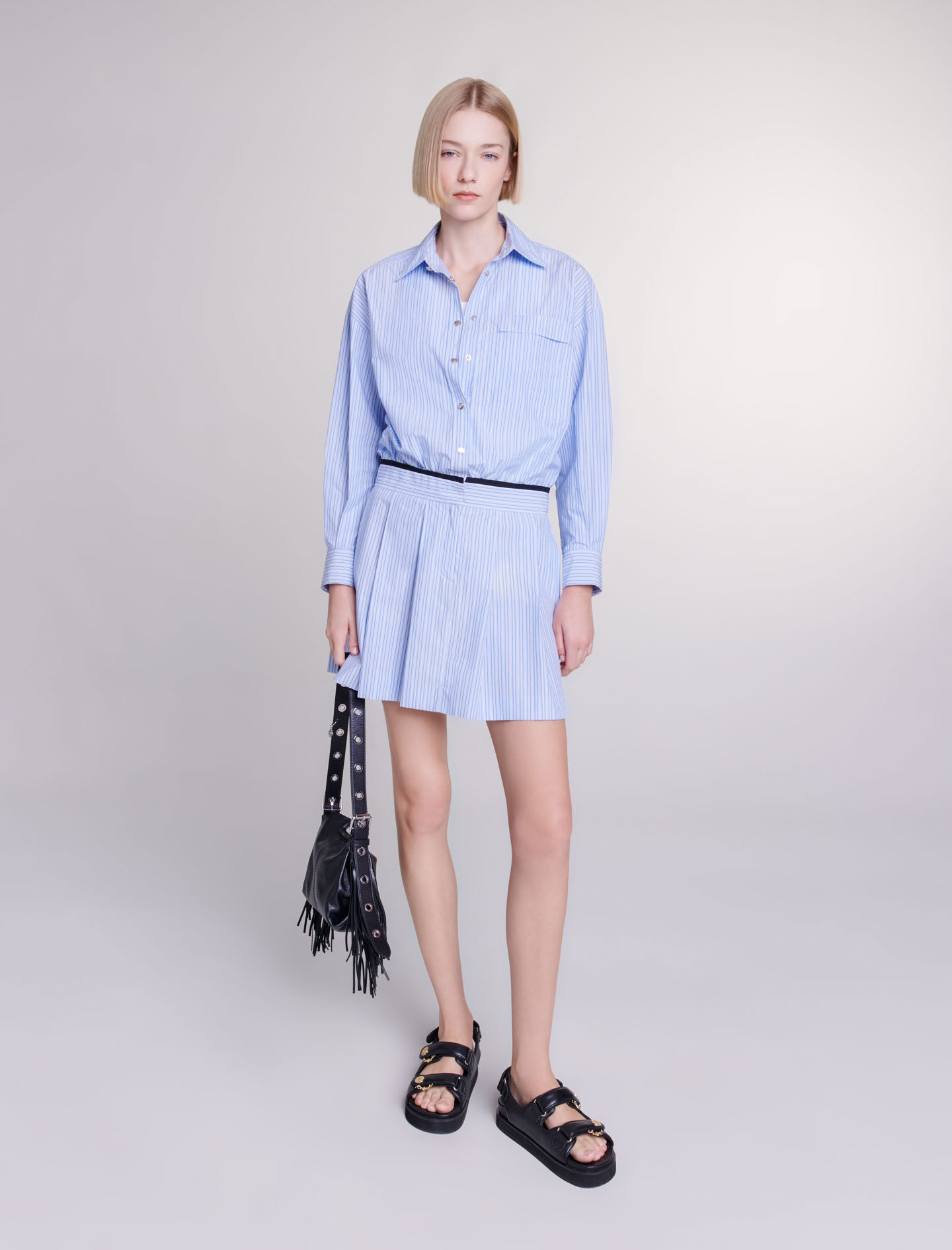 Rochie scurtă cu cămașă - Albastră