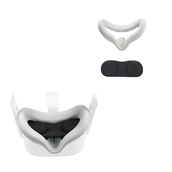 Couvre-masque + Housse de protection Poignée en TPU + Q Couvre-objectif + Kits de capuchons de pouce pour Oculus Quest 2 - Blanc