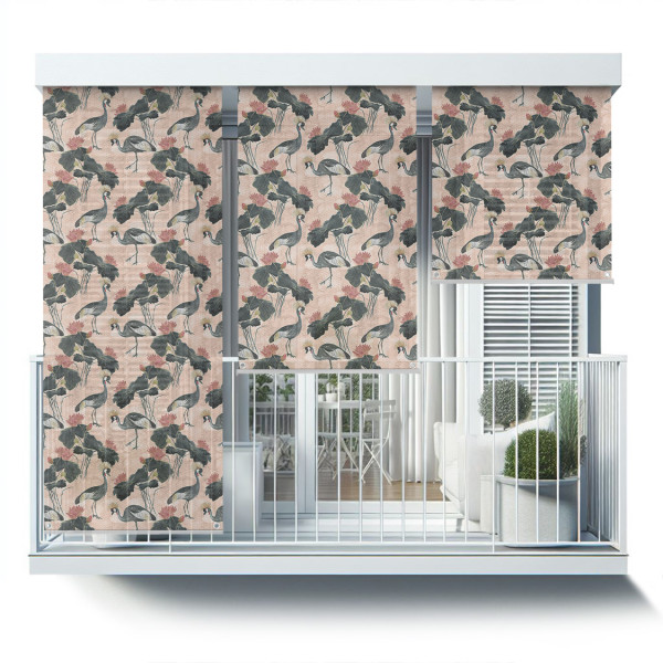 Roleta zewnętrzna - 40x180 cm -Żurawie i kwiaty lotosu