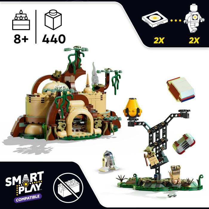 LEGO Star Wars SMART Play: Cabana do Yoda e Treinamento Jedi – Brinquedo Compatível 75422