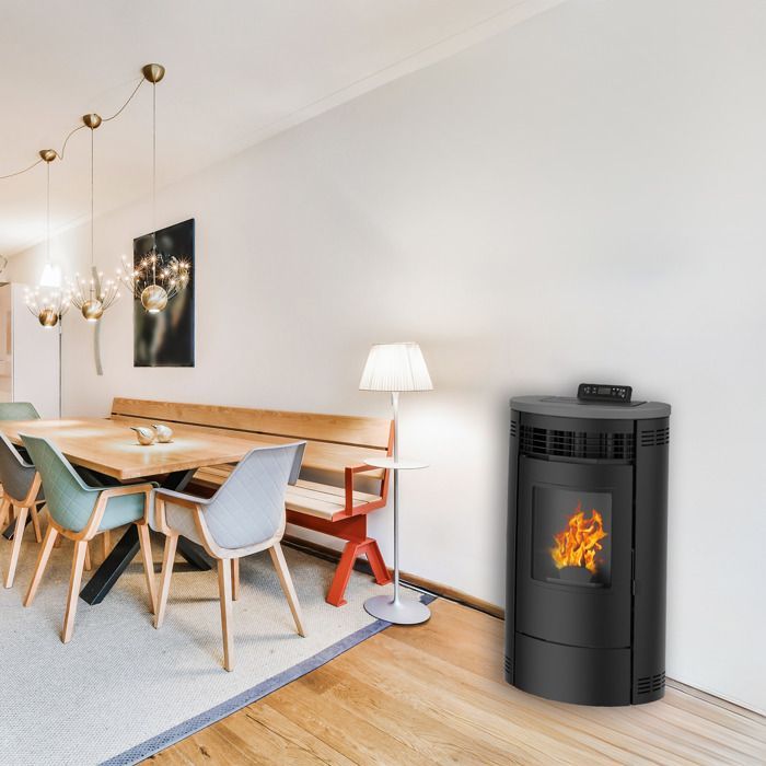 Estufa de pellets Air Flavia de 15 kW, negra, Sannover