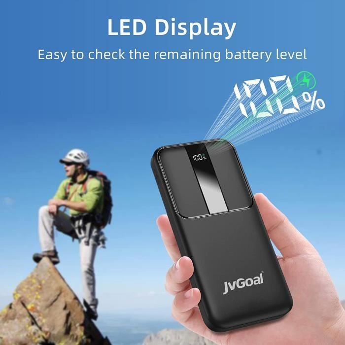 JvGoal 10000mAh External Battery with Built-in Cables, PD and QC 22.5W Fast Charging, USB Output Port for iPhone/Huawei/Samsung