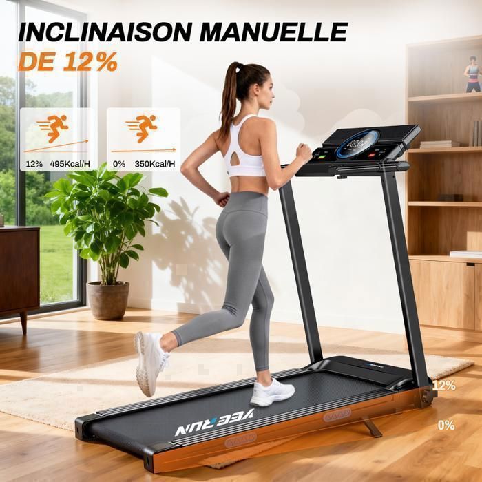 Tapis de course - YEE RUN - YEE RUN - Pliable - Moteur 2,5 CV - Inclinaison 12%
