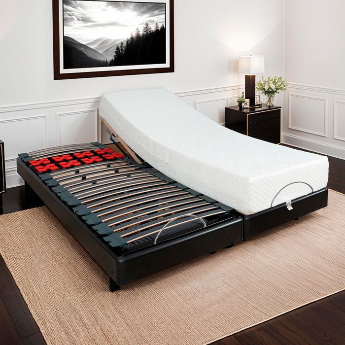 Conjunto doble: Colchón de espuma viscoelástica + Bases de cama eléctricas Bodysoft (2 x 70 x 190 cm)