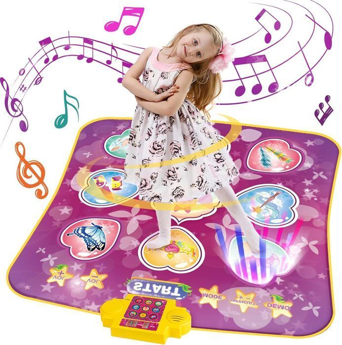 Tapis de Danse pour Enfants -Tapis de Jeu de Musique avec 9 Boutons Lumineux,Cadeaux d'anniversaire pour Filles de 3 à 15 Ans