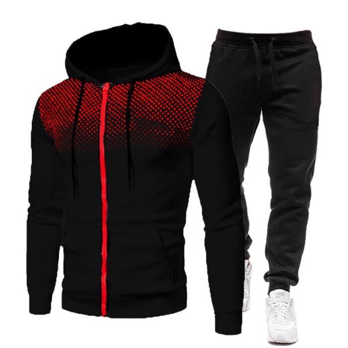Conjunto deportivo informal para hombre: suéter con cremallera y pantalón de chándal con cordón ajustable. Chándal azul de 2 piezas.