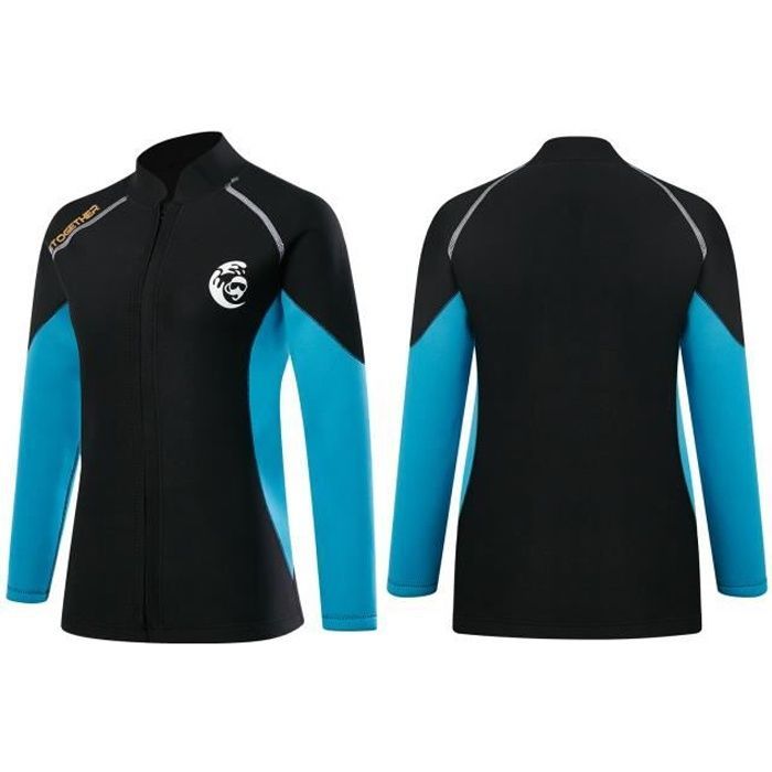 Chaqueta de neopreno de 2 mm para mujer, ideal para surf, natación, kayak, buceo y deportes acuáticos. Cierre frontal.