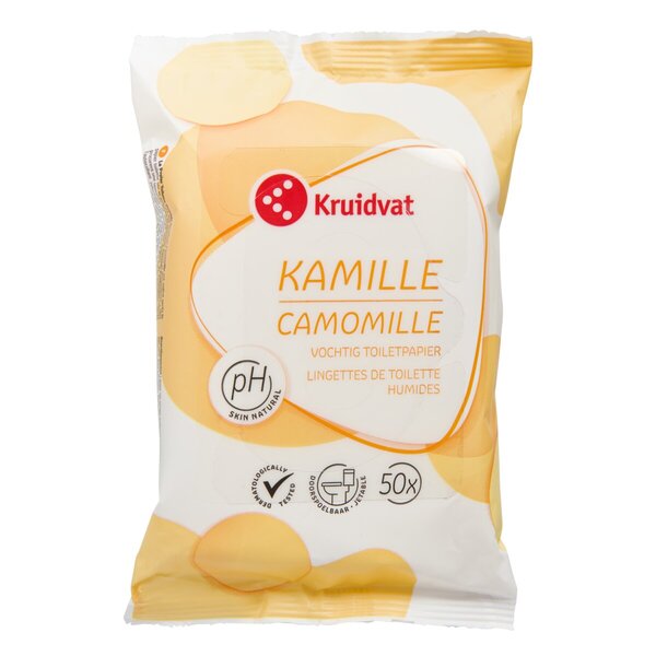 Papel higiênico umedecido com camomila Kruidvat<br>50 unidades