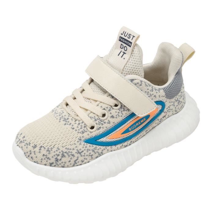 Scarpe da ginnastica per bambini e bambine, scarpe sportive con tessuto a rete traspirante - Beige - INSFITY - Velcro