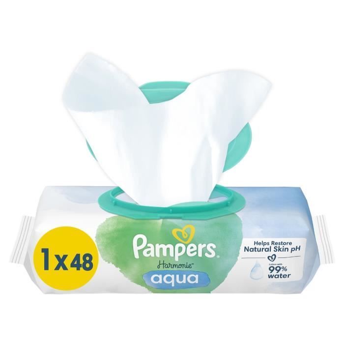 Toallitas húmedas para bebé - Pampers Aqua Harmonie - Paquete de 4 - Algodón orgánico - Hipoalergénicas