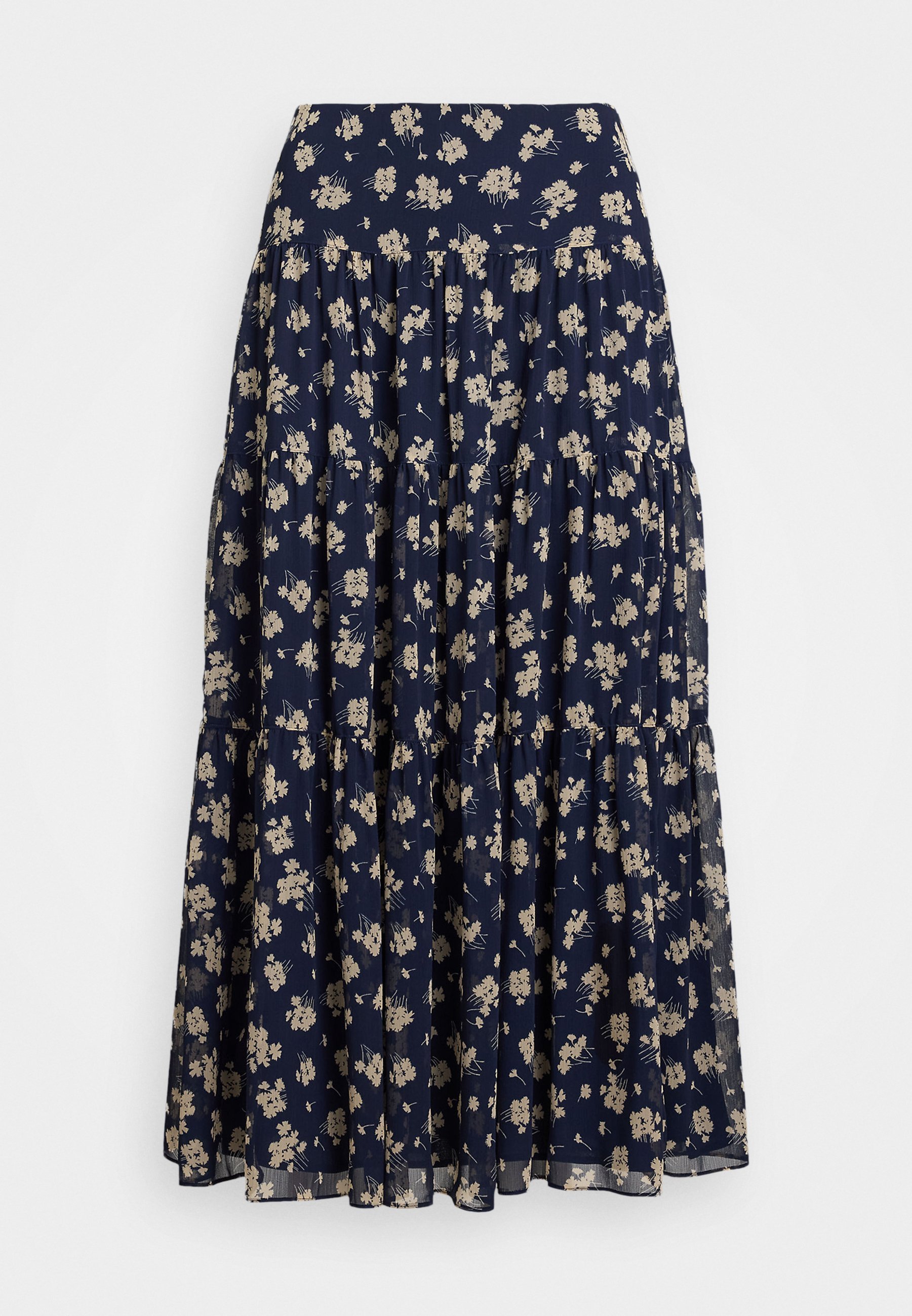 Gonna a balze in georgette stropicciata con stampa floreale di Lauren Ralph Lauren - Gonna a trapezio - blu navy/crema