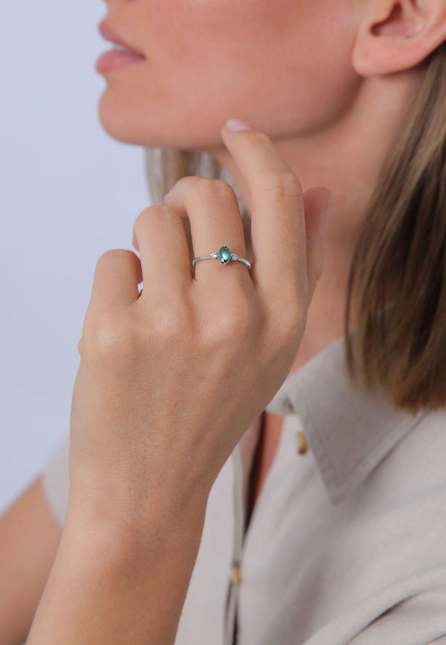 Elli Femmes Bande Élégant avec Cristaux de Zirconium Vert en Argent Sterling 925